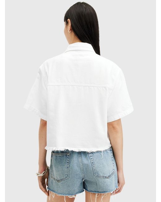 AllSaints White Tove Short Sleeve Denim Shirt