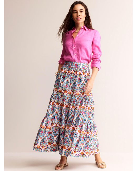 Boden Pink Lorna Tiered Maxi Skirt