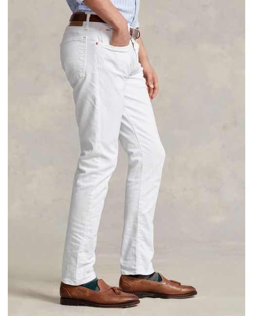 Ralph Lauren White Polo Sullivan Slim Stretch Fit Five Pocket Jeans for men
