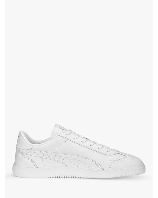 PUMA White Club 5v5 Leather Lace Up Trainers for men