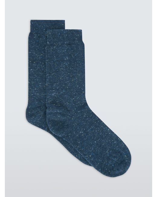 John Lewis Blue Cotton Silk Blend Ankle Socks