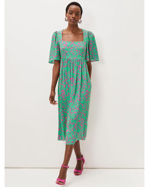 Phase Eight Ayesha Floral Midi Dress in Pink/Green (Green) | Lyst UK