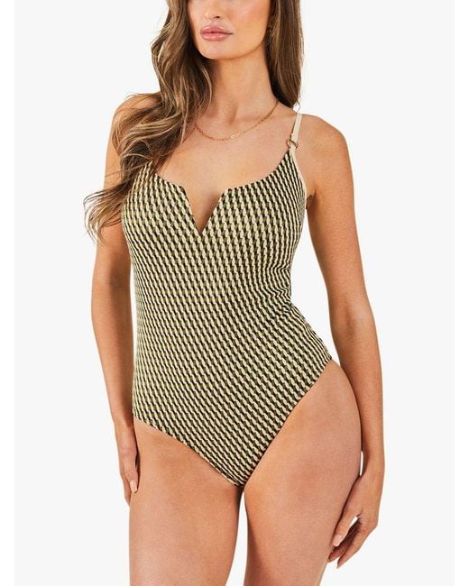 Accessorize Green Textured Jacquard Swimsuit