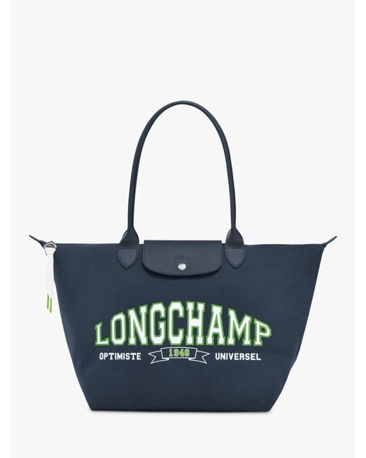 Longchamp Blue Le Pliage Collection Cotton Jersey Tote Bag
