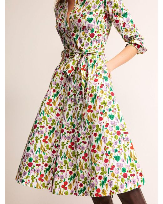Boden Natural Amy Cotton Floral Midi Dress