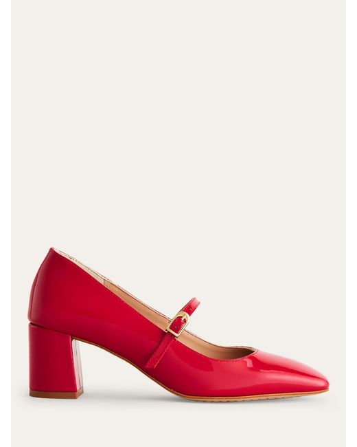 Boden Red Block Heel Mary Jane Shoes