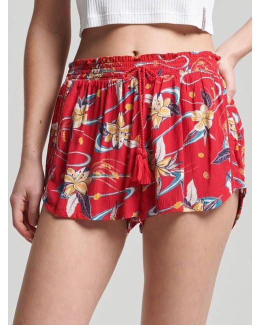 Superdry Red Vintage Beach Printed Shorts