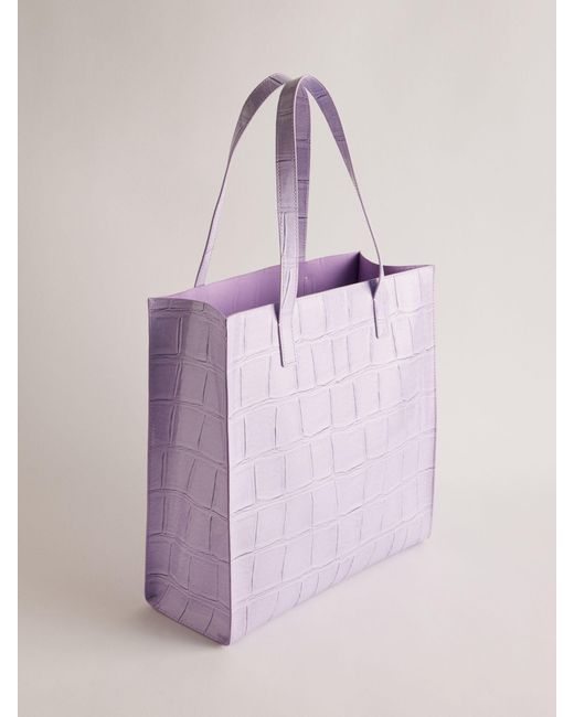 Ted Baker Purple Croccon Large Icon Shopper Bag