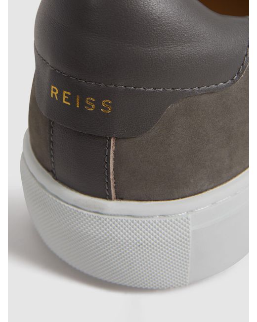 Reiss Gray Finley Leather Trainers for men