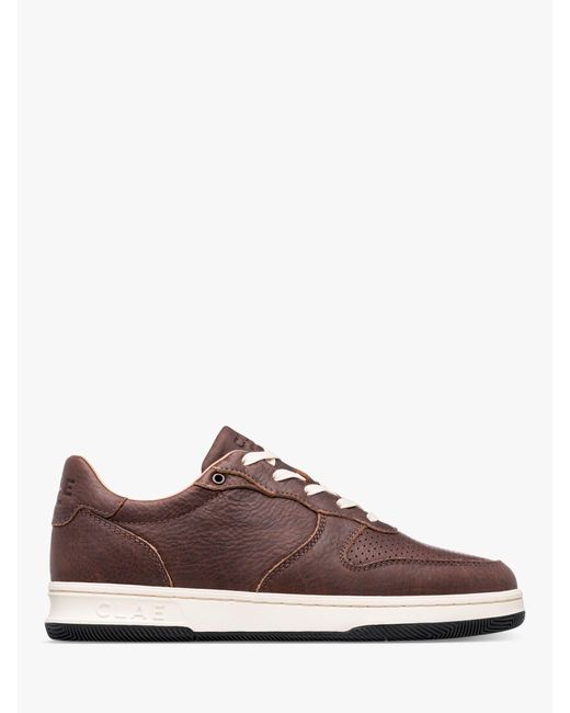 CLAE Brown Malone Lace Up Leather Trainers for men