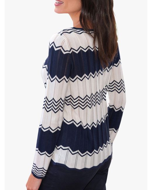 Pure Collection Blue Zig Zag Knit Jumper