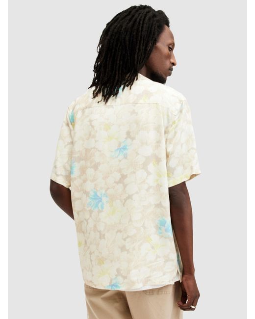 AllSaints White Nevada Floral Print Short Sleeve Shirt for men