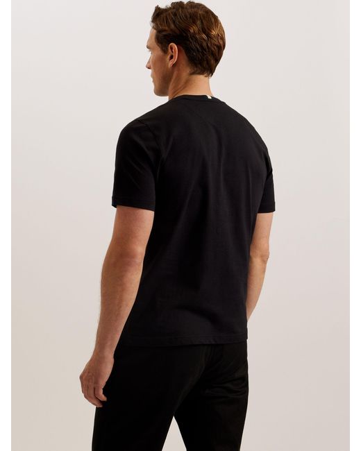Ted Baker Black Wiskin Regular Branded Short Sleeve T-shirt for men