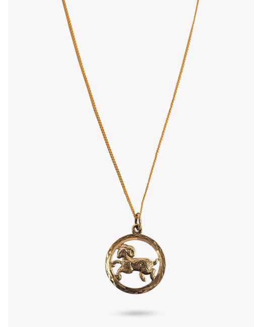 L & T Heirlooms Metallic Second Hand 9ct Yellow Gold Aries Pendant Necklace