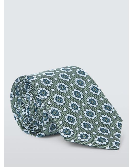 John Lewis Blue Silk Floral Foulard Print Tie for men