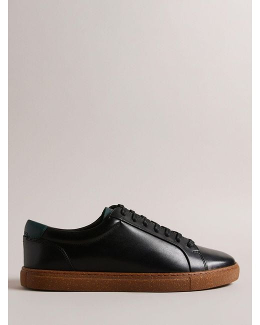 Ted Baker Black Udamou Lace Up Leather Trainers for men
