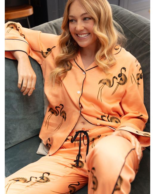 Fable & Eve Orange Hackney Flamingo Pyjama Set