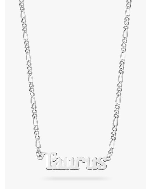Daisy London Zodiac Nameplate Figaro Necklace in White Lyst UK