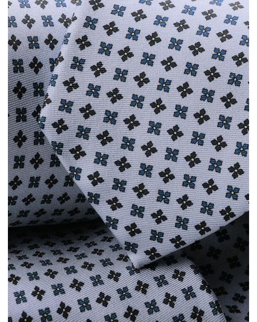 Charles Tyrwhitt Blue Mini Geometric Print Silk Slim Tie for men