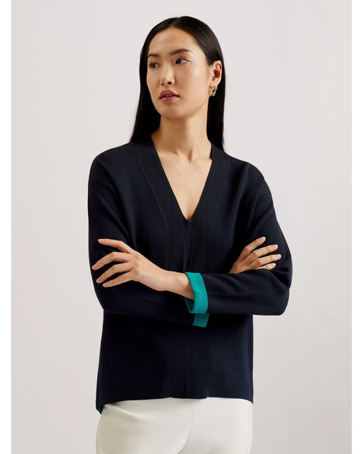 Ted Baker Blue Mikelaa Twisted Neck Jumper