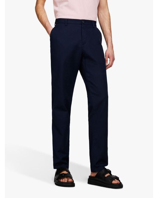 Sisley Blue Slim Fit Cotton Twill Trousers for men