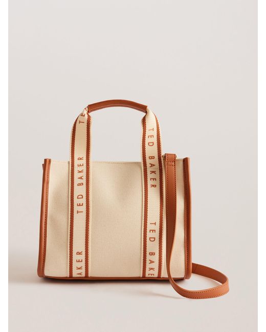 Ted Baker Natural Georjea Small Branded Webbing Canvas Tote Bag