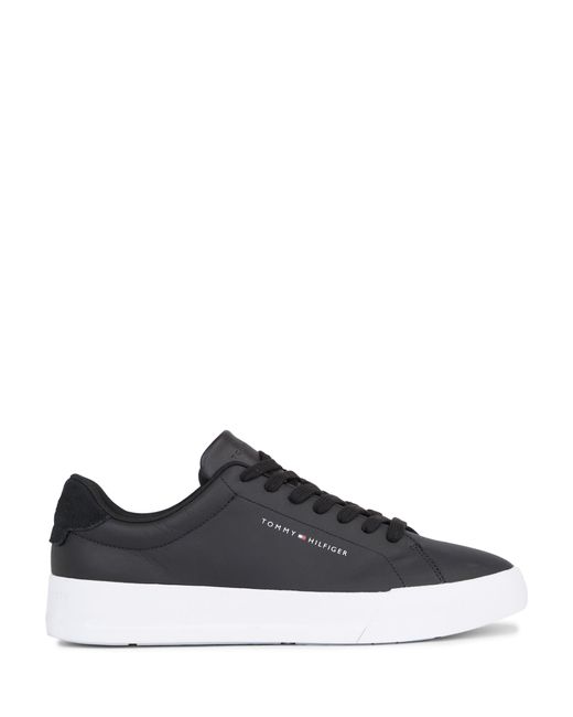 Tommy Hilfiger Black Court Leather Trainers for men