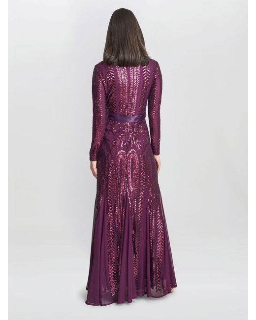 Gina Bacconi Purple Gwen Sequined Gown