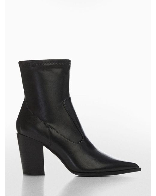 Mango Black Vora Pointy Faux Leather Ankle Boots