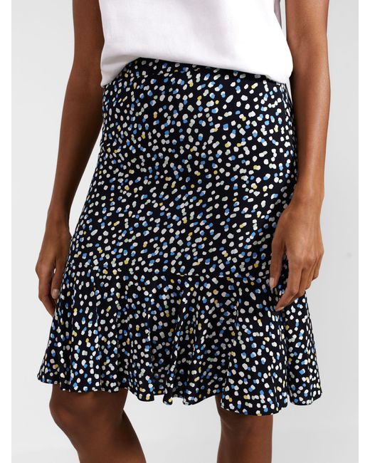Hobbs Black Margot Multi Spot Print Flippy Hem Skirt