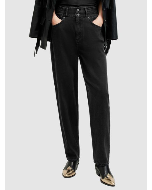 AllSaints Black Hailey Cotton Full Length Jeans
