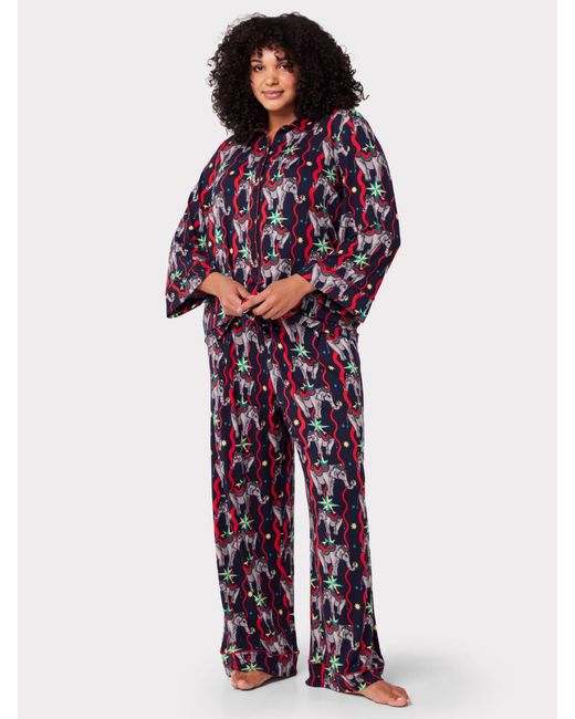 Chelsea Peers Red Curve Elephant Print Long Pyjama Set