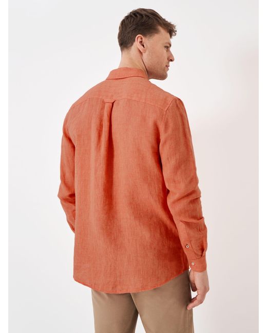 Crew Orange Long Sleeve Linen Classic Shirt for men