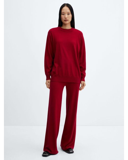 Mango Red Vieira Knitted Wide Leg Trousers