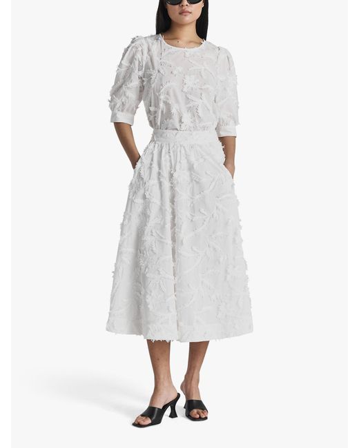 Twist & Tango White Meadow Cotton A-line Skirt