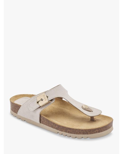 Scholl White Maya Leather Footbed Sandals