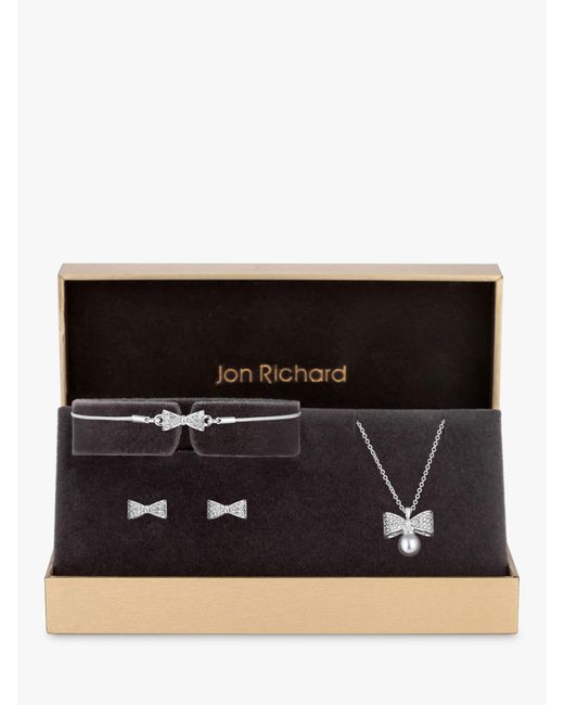 Jon Richard White Crystal Bow & Pearl Bracelet