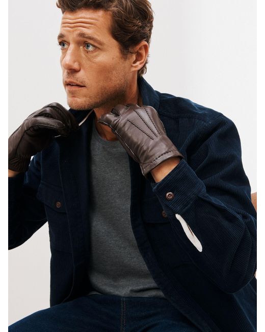 John Lewis Blue Merino Wool Leather Gloves for men