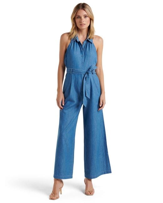 Forever New Blue Heather Denim Jumpsuit