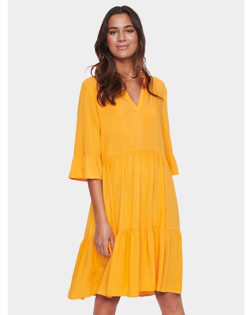 Saint Tropez Yellow Eda Tiered Dress