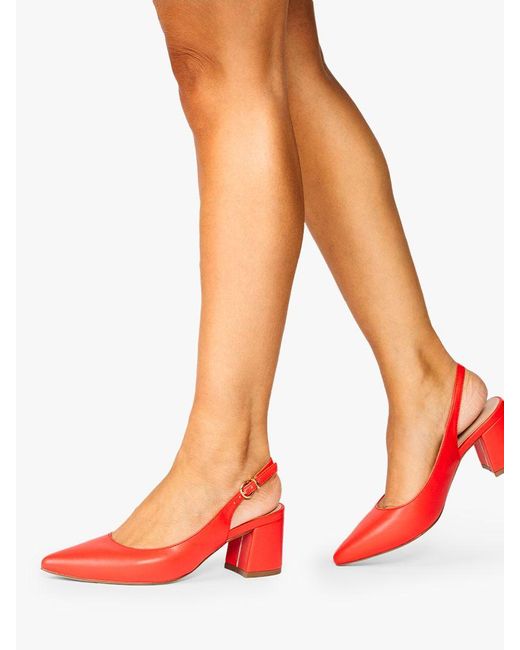 Paradox London Red Isadora Mid Block Heel Sling Back Court Shoes