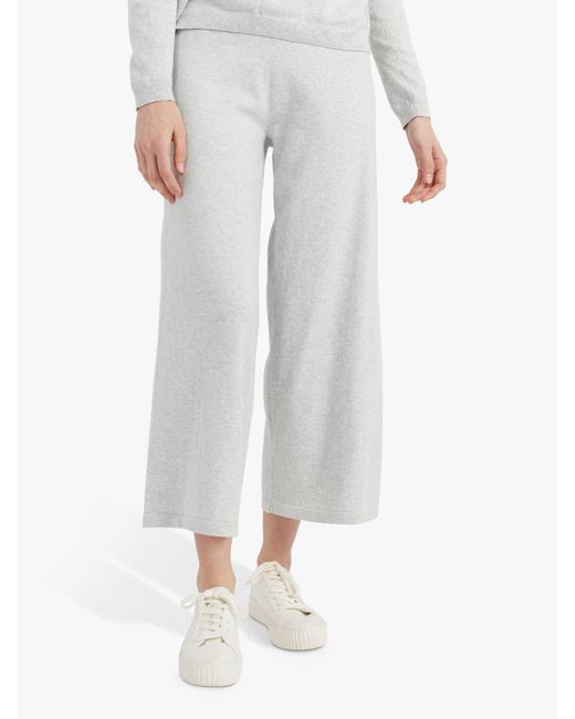 Chinti & Parker White Cotton Cropped Wide Leg Track Trousers