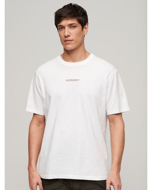 Superdry White Micro Logo Graphic Loose T-shirt for men