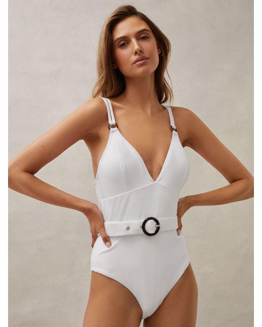 Reiss Natural Alora Traingle Cup Belted Swimsuit