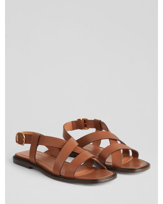 L.K.Bennett Brown Telma Nappa Leather Flat Sandals