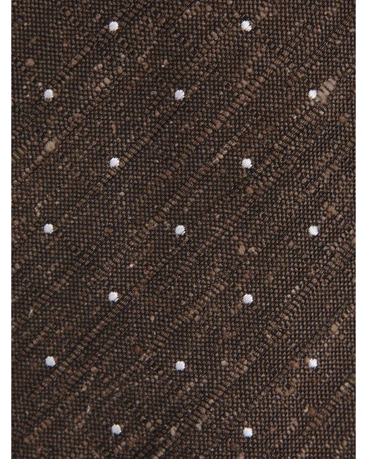 Reiss Brown Lorenzo Pin Dot Textured Silk Blend Tie for men
