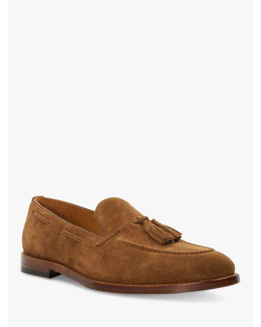 Dune Brown Sandders Leather Tassel Loafers for men