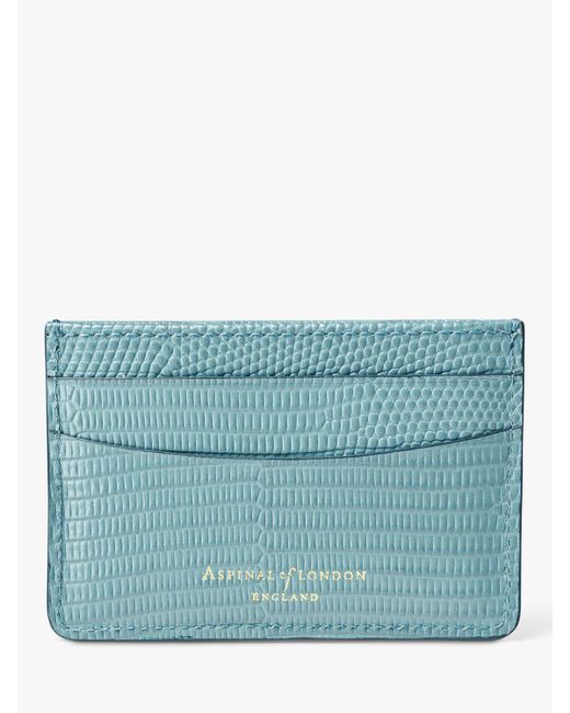 Aspinal Blue Slim Reptile Effect Leather Card Holder