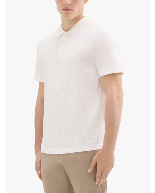 Theory White Bron Cosmos Slub Cotton Polo Shirt for men