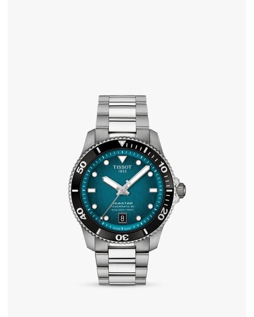 Tissot Blue T1208071109100 Seastar Powermatic 80 Bracelet Strap Watch for men